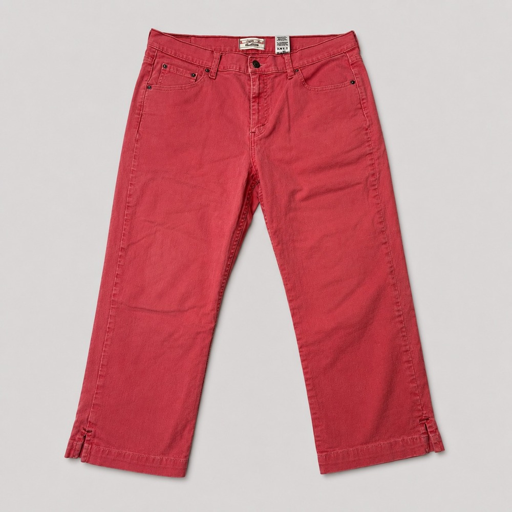 Levi Strauss Signature Stretch Capris Women's 16 Pink Cropped Denim Jeans
